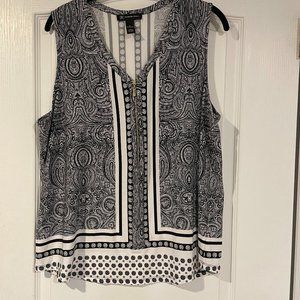 Women's Printed Zip-v-neck Tank Top/Shell